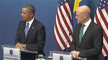 Le président des États-Unis, Barack Obama, s'adresse à la presse suédoise. Le président des États-Unis, Barack Obama, s'adresse à la presse suédoise.