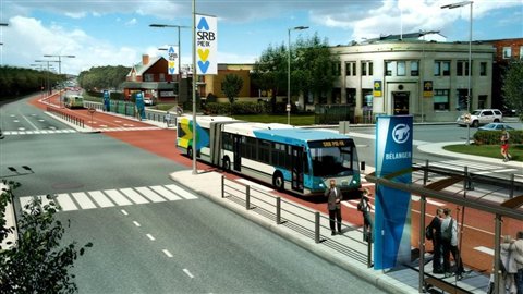 Image de synthèse du Système rapide par autobus de la Société de transport de Montréal Image de synthèse du Système rapide par autobus de la Société de transport de Montréal