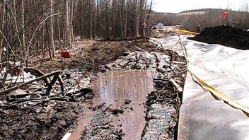 Des employés d’Enbridge nettoient le déversement du pipeline Norman Wells survenu en 2011 près de Wrigley dans les Territoires du Nord-Ouest. Des employés d’Enbridge nettoient le déversement du pipeline Norman Wells survenu en 2011 près de Wrigley dans les Territoires du Nord-Ouest.
