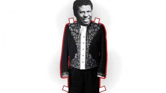 Représentation graphique de Dany Laferrière en costume d'académicien Représentation graphique de Dany Laferrière en costume d'académicien