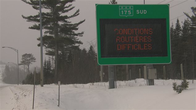 Affiche de conditions routières difficiles sur la route 175 Affiche de conditions routières difficiles sur la route 175