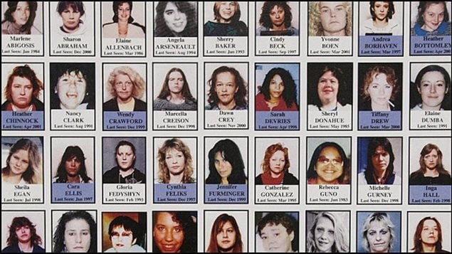 En 2007, Robert Pickton a été reconnu coupable des meurtres non prémédités de six femmes, mais il est soupçonné d'en avoir tué des dizaines d'autres qui étaient portées disparues dans le quartier Downtown Eastside de Vancouver. En 2007, Robert Pickton a été reconnu coupable des meurtres non prémédités de six femmes, mais il est soupçonné d'en avoir tué des dizaines d'autres qui étaient portées disparues dans le quartier Downtown Eastside de Vancouver.
