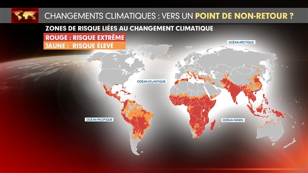 Carte des zones de risque liées au changement climatique Carte des zones de risque liées au changement climatique
