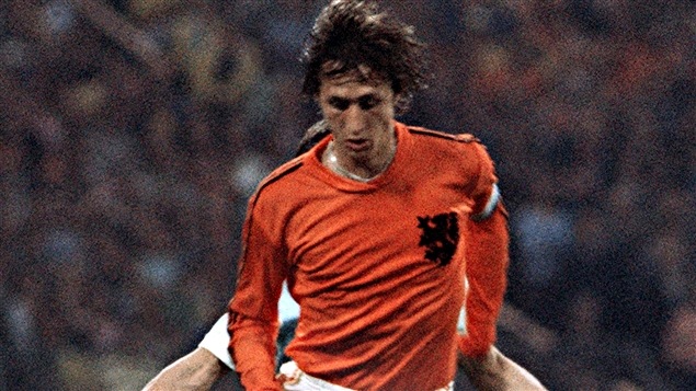 Johan Cruyff en grande finale, le 7 juillet 1974 à Munich Johan Cruyff en grande finale, le 7 juillet 1974 à Munich
