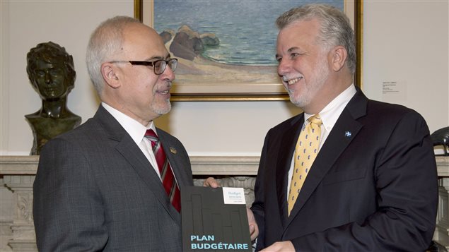 Le ministre Carlos Leitao et le premier ministre Philippe Couillard avant le dépôt du budget Le ministre Carlos Leitao et le premier ministre Philippe Couillard avant le dépôt du budget