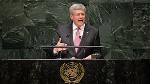 Stephen Harper devant l'Assemblée générale des Nations unies. Stephen Harper devant l'Assemblée générale des Nations unies.