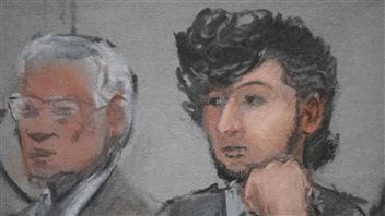 Portrait de Djokhar Tsarnaev lors de la première audience Portrait de Djokhar Tsarnaev lors de la première audience