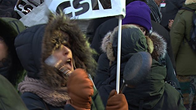 Des manifestants contre l'austérité réunis à Montréal Des manifestants contre l'austérité réunis à Montréal