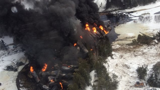Vue aérienne du déraillement de samedi à Gogama Vue aérienne du déraillement de samedi à Gogama