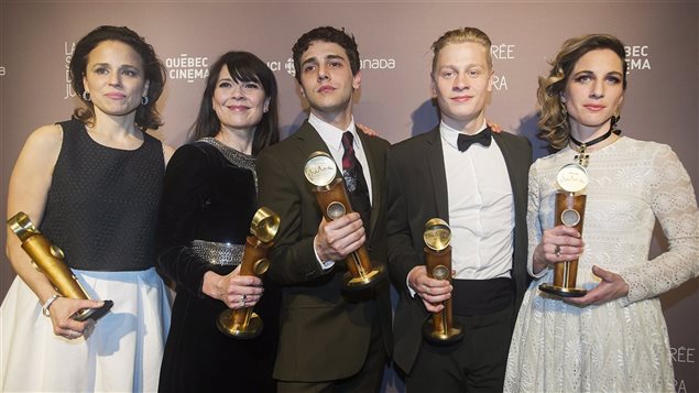 Suzanne Clément, Anne Dorval, Xavier Dolan, Antoine Olivier Pilon et Nancy Grant à la 17e Soirée des Jutra Suzanne Clément, Anne Dorval, Xavier Dolan, Antoine Olivier Pilon et Nancy Grant à la 17e Soirée des Jutra