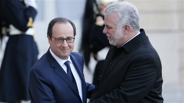 Philippe Couillard reçu à l'Élysée par le président François Hollande, 2 mars 2015 Philippe Couillard reçu à l'Élysée par le président François Hollande, 2 mars 2015