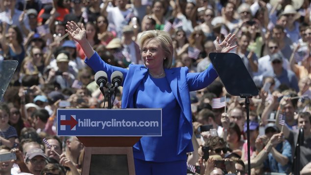 Hillary Clinton, lors de son premier rassemblement de campagne, le samedi 13 juin. Hillary Clinton, lors de son premier rassemblement de campagne, le samedi 13 juin.