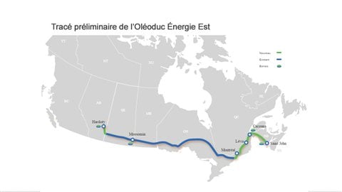 Tracé préliminaire de l'oléoduc Énergie Est Tracé préliminaire de l'oléoduc Énergie Est