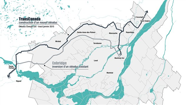 Version non définitive du tracé du projet d'oléoduc Énergie Est dans la région de Montréal Version non définitive du tracé du projet d'oléoduc Énergie Est dans la région de Montréal