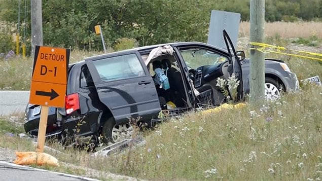 La minifourgonnette dans laquelle se trouvaient les victimes. La minifourgonnette dans laquelle se trouvaient les victimes.