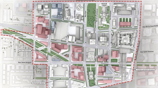 La délimitation du Quartier des gares de Montréal.