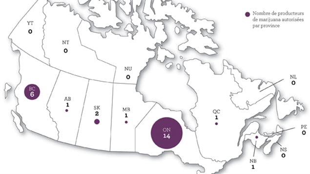 Nombre de producteurs autorisés de marijuana thérapeutique au Canada en 2015 Nombre de producteurs autorisés de marijuana thérapeutique au Canada en 2015