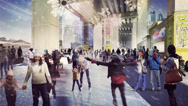 Une patinoire doit être aménagée sous le Gardiner-Ouest. Une patinoire doit être aménagée sous le Gardiner-Ouest.