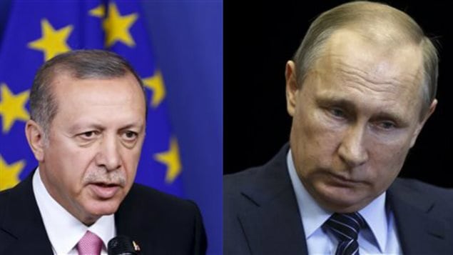 Les présidents turc et russe Recep Tayyip Erdogan (gauche) et Vladimir Poutine (droite) Les présidents turc et russe Recep Tayyip Erdogan (gauche) et Vladimir Poutine (droite)