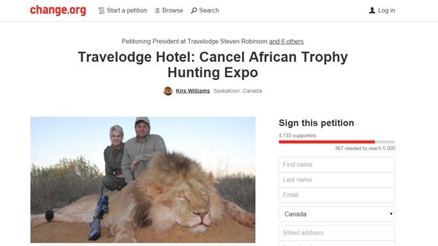 La pétition sur change.org pour annuler l'exposition à Saskatoon sur la chasse en Afrique La pétition sur change.org pour annuler l'exposition à Saskatoon sur la chasse en Afrique