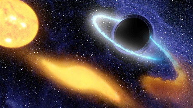 Un trou noir au centre d'une galaxie. Un trou noir au centre d'une galaxie.
