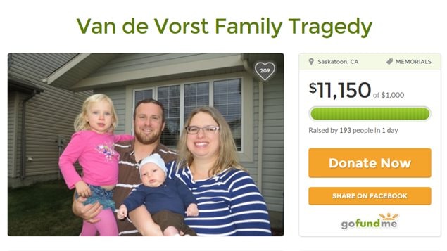 La page Gofundme de la collecte de fonds pour les proches de la famille Van de Vorst La page Gofundme de la collecte de fonds pour les proches de la famille Van de Vorst