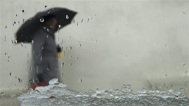 Une passante dans la pluie et la neige Une passante dans la pluie et la neige