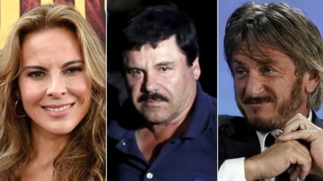De gauche à droite : Kate del Castillo, Joaquin « El Chapo » Guzman et Sean Penn De gauche à droite : Kate del Castillo, Joaquin « El Chapo » Guzman et Sean Penn