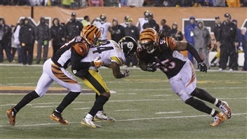 Antonio Brown (centre) et Vontaze Burfict (droite) Antonio Brown (centre) et Vontaze Burfict (droite)