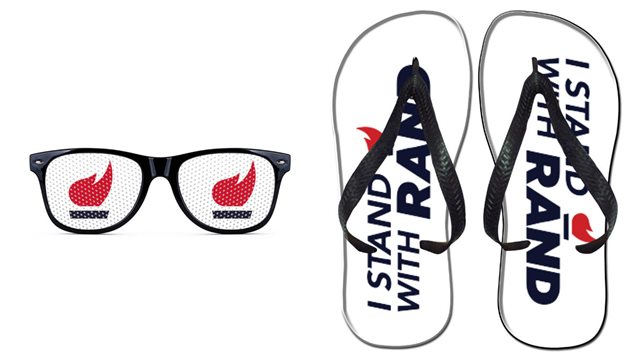 Des lunettes et des sandales vendues sur le site officiel de Rand Paul Des lunettes et des sandales vendues sur le site officiel de Rand Paul