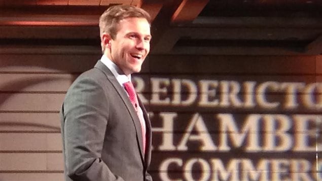 Le premier ministre Brian Gallant lors de son deuxième discours sur l'état de la province. Le premier ministre Brian Gallant lors de son deuxième discours sur l'état de la province.
