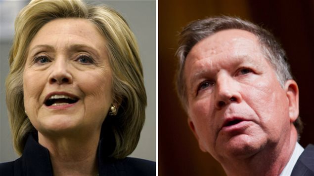 Hillary Clinton (gauche) et John Kasich (droite) Hillary Clinton (gauche) et John Kasich (droite)