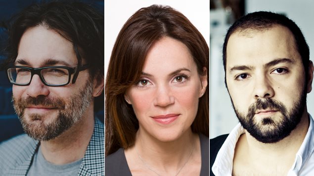 Les trois membres du jury du Prix du récit Radio-Canada 2016 : Maxime-Olivier Moutier, Geneviève Guérard et Mani Soleymanlou Les trois membres du jury du Prix du récit Radio-Canada 2016 : Maxime-Olivier Moutier, Geneviève Guérard et Mani Soleymanlou