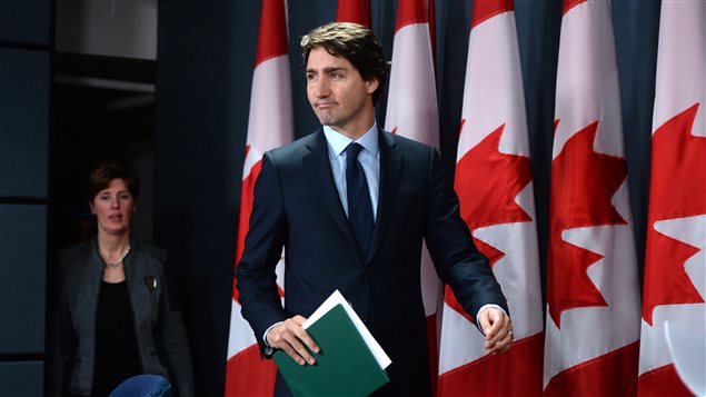 Justin Trudeau lors d'une conférence de presse, le 8 février Justin Trudeau lors d'une conférence de presse, le 8 février