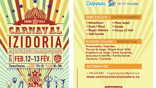 L'édition 2016 du Carnaval de St-Isidore a lieu du 12 au 13 février. L'édition 2016 du Carnaval de St-Isidore a lieu du 12 au 13 février.