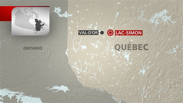 Une carte qui permet de situer la communauté autochtone de Lac-Simon, près de Val-d'Or, en Abitibi. Une carte qui permet de situer la communauté autochtone de Lac-Simon, près de Val-d'Or, en Abitibi.