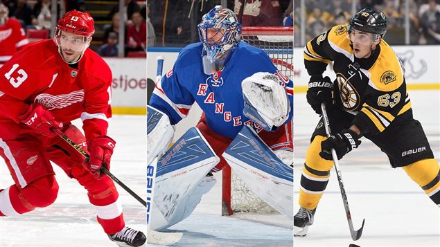 Pavel Datsyuk, Henrik Lundqvist et Brad Marchand Pavel Datsyuk, Henrik Lundqvist et Brad Marchand