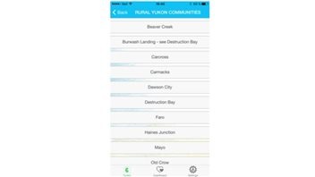 liste des villes et villages du Yukon dans l'application liste des villes et villages du Yukon dans l'application