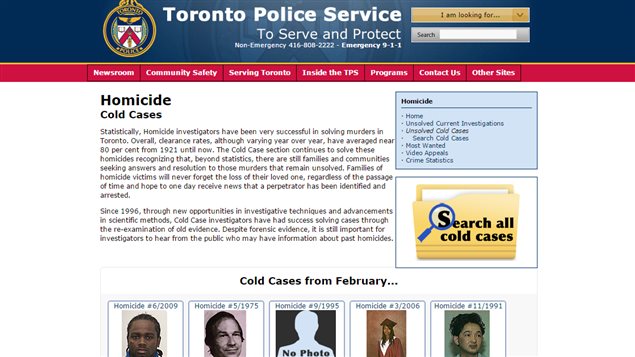 La police de Toronto lance un nouveau site Internet dans le but d'élucider des meurtres non résolus. La police de Toronto lance un nouveau site Internet dans le but d'élucider des meurtres non résolus.