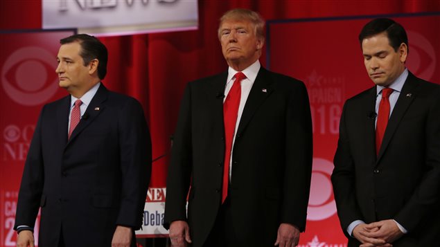 Les candidats républicains Ted Cruz, Donald Trump et Marco Rubio Les candidats républicains Ted Cruz, Donald Trump et Marco Rubio