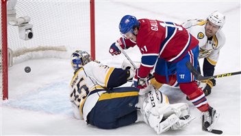 Brendan Gallagher a déjoué Pekka Rinne en fin de première période. Brendan Gallagher a déjoué Pekka Rinne en fin de première période.