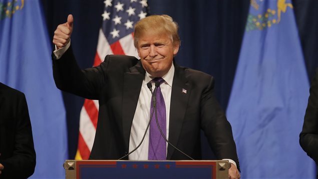 Donald Trump, après avoir remporté le caucus du Nevada, le 23 février 2016 Donald Trump, après avoir remporté le caucus du Nevada, le 23 février 2016