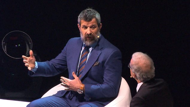 Marc Bergevin pendant la conférence. Marc Bergevin pendant la conférence.