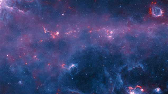 Une partie de la Voie lactée tel que cartographiée par le téléscope APEX dans le cadre du projet ATLASGAL Une partie de la Voie lactée tel que cartographiée par le téléscope APEX dans le cadre du projet ATLASGAL