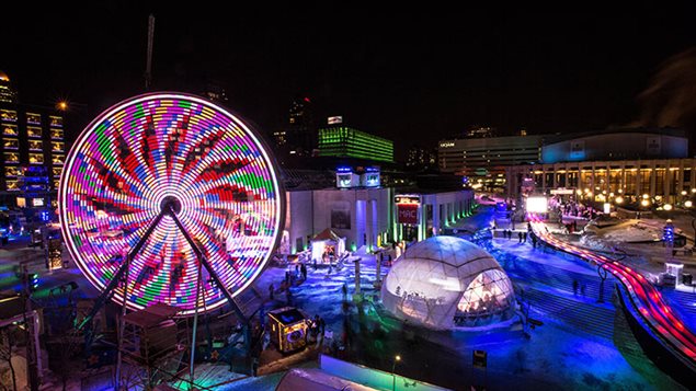 La Place des festivals pendant Montréal en lumière La Place des festivals pendant Montréal en lumière