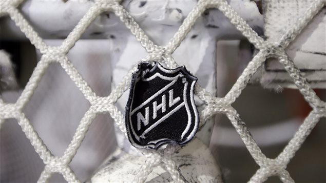 Le logo de la LNH sur un filet à Nashville. Le logo de la LNH sur un filet à Nashville.