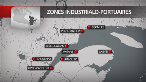 Québec implante 16 zones industrialo-portuaires dans la province, dont 7 dans l'Est du Québec. Québec implante 16 zones industrialo-portuaires dans la province, dont 7 dans l'Est du Québec.