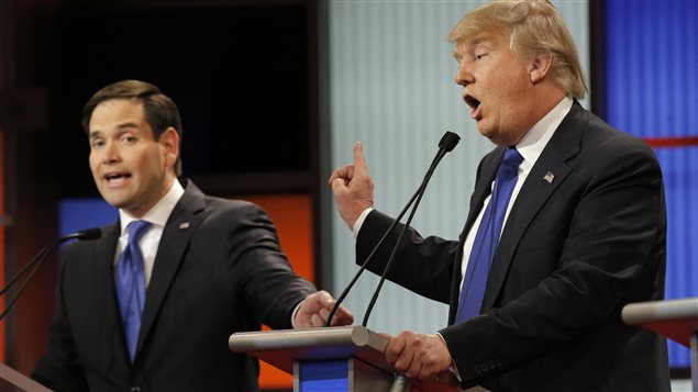 Marco Rubio et Donald Trump à Détroit, au Michigan, le 3 mars 2016 Marco Rubio et Donald Trump à Détroit, au Michigan, le 3 mars 2016