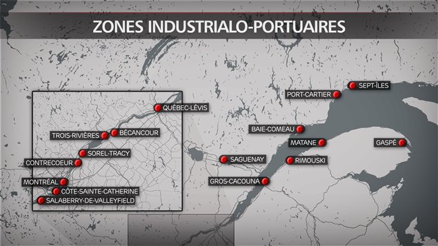 16 villes au Québec ont été désignées zones industrialo-portuaires. 16 villes au Québec ont été désignées zones industrialo-portuaires.