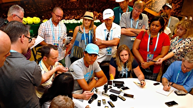 Rafael Nadal en conférence de presse à Indian Wells Rafael Nadal en conférence de presse à Indian Wells